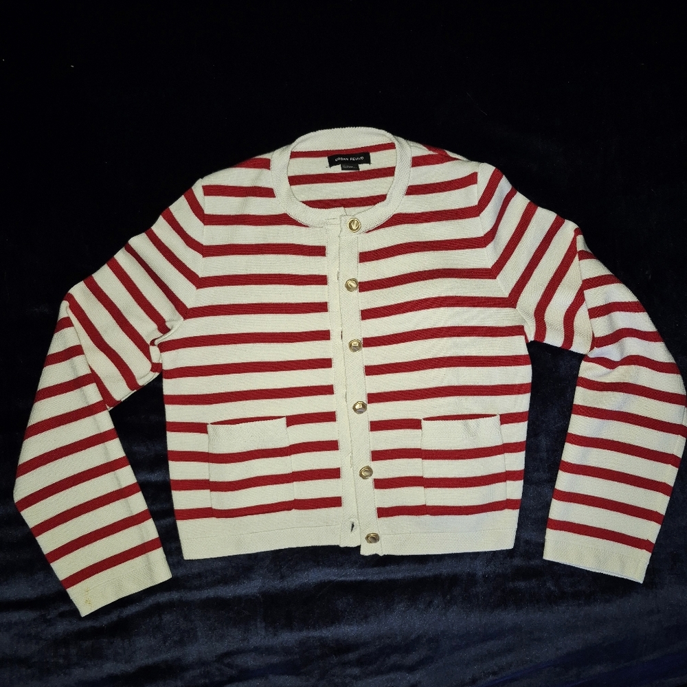 Urban Revivo Striped Red and Cream Cardigan, Well Made